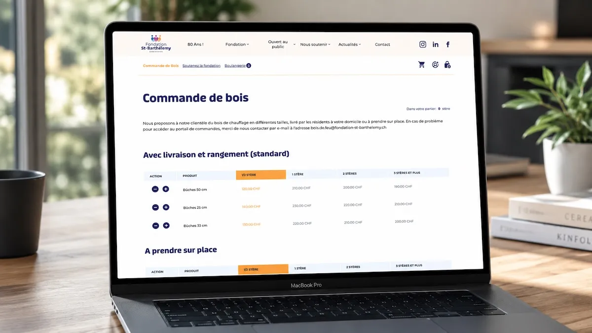 Plateforme de commande WordPress pour la Fondation St-Barthélemy